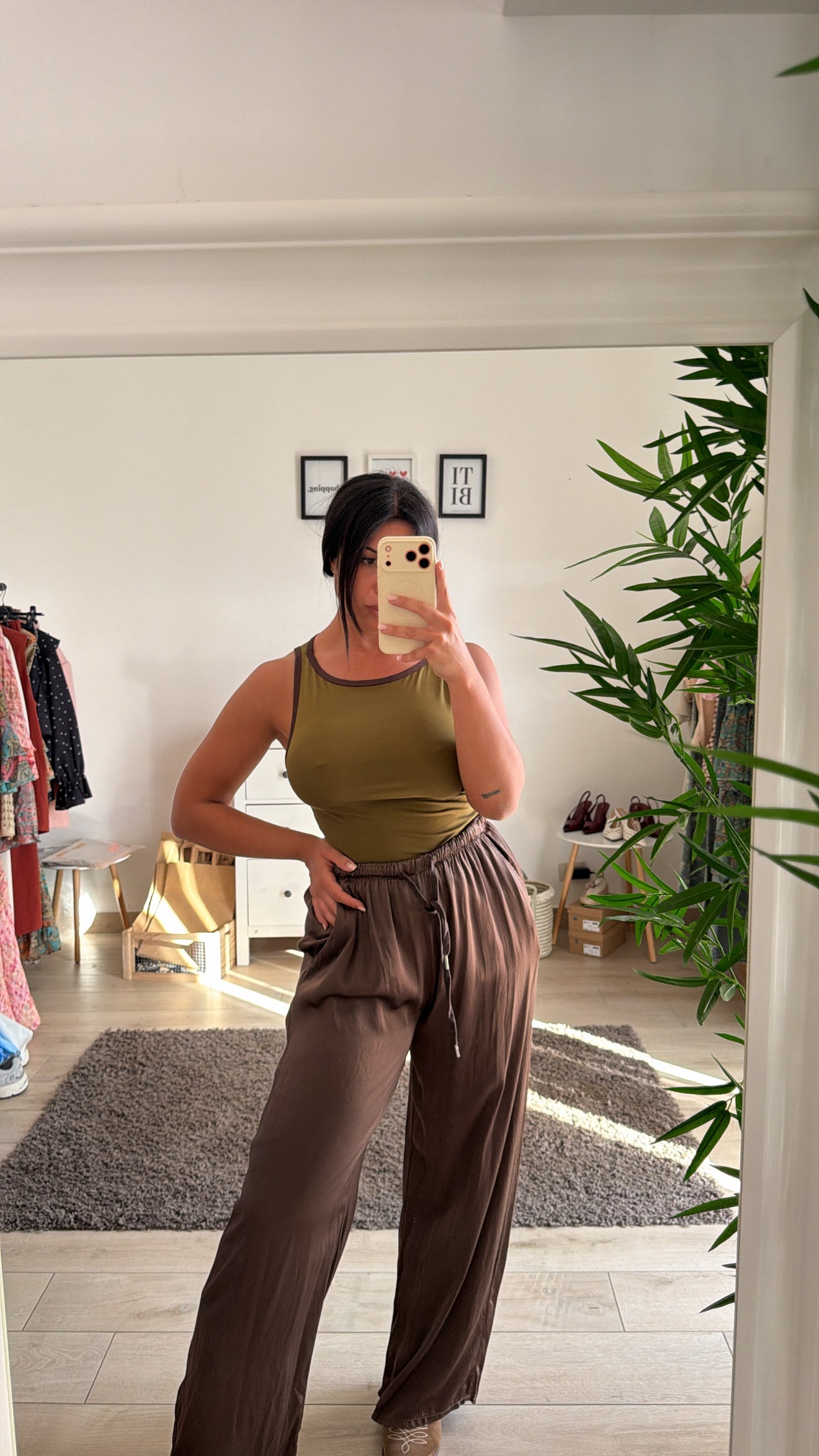 Panta Satin - Marrone