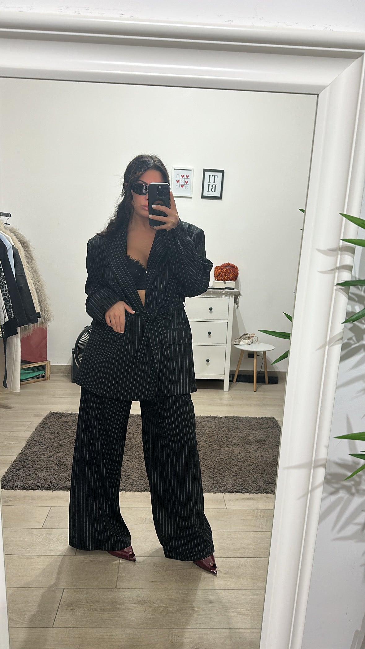 Coord set gessato Nero