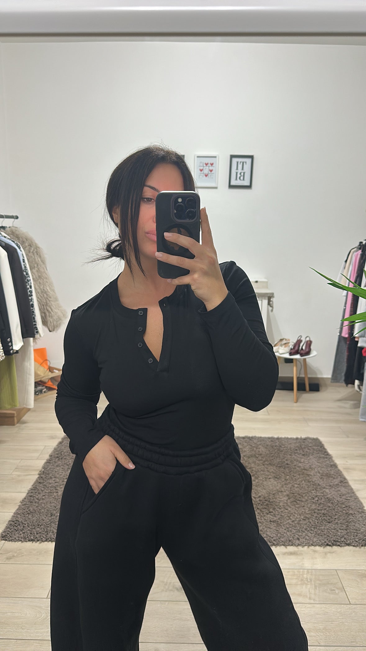 T shirt bottoni Lumina nero - M/L