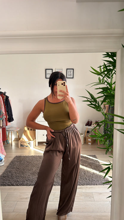 Panta Satin - Marrone