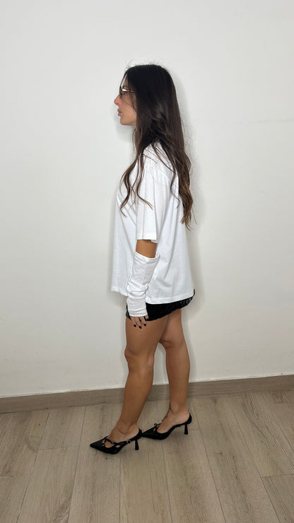 T shirt manicotti bianca