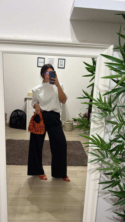 T shirt Linda Spalline - Bianca