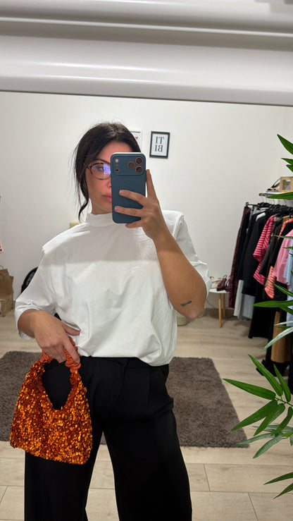 T shirt Linda Spalline - Bianca