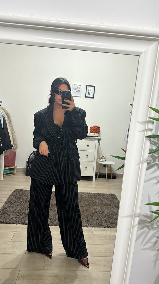 Coord set gessato Nero