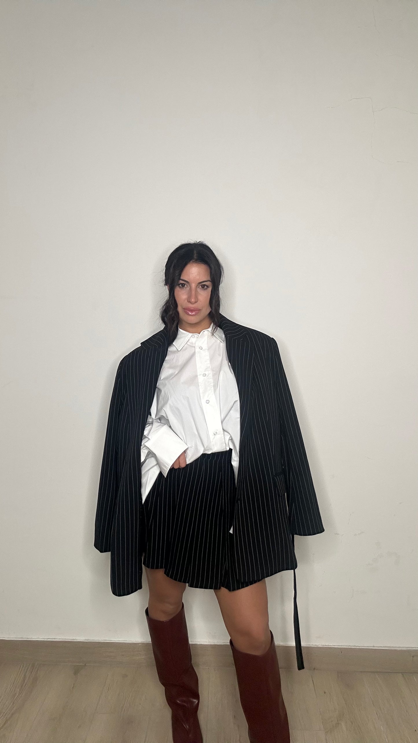 Mini gonna gessata nero