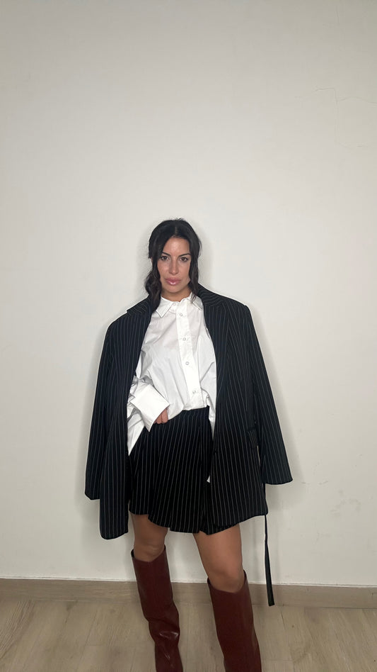 Mini gonna gessata nero