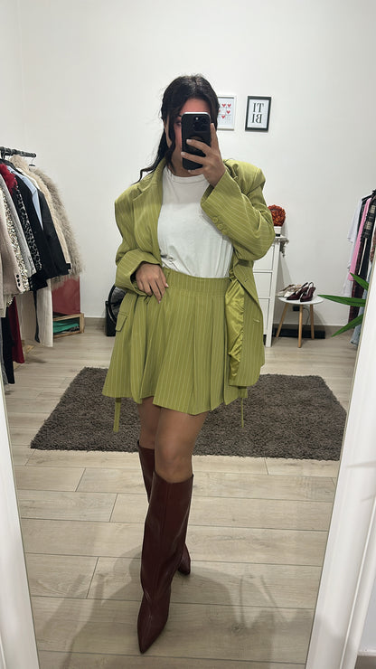 Mini gonna gessata pistacchio