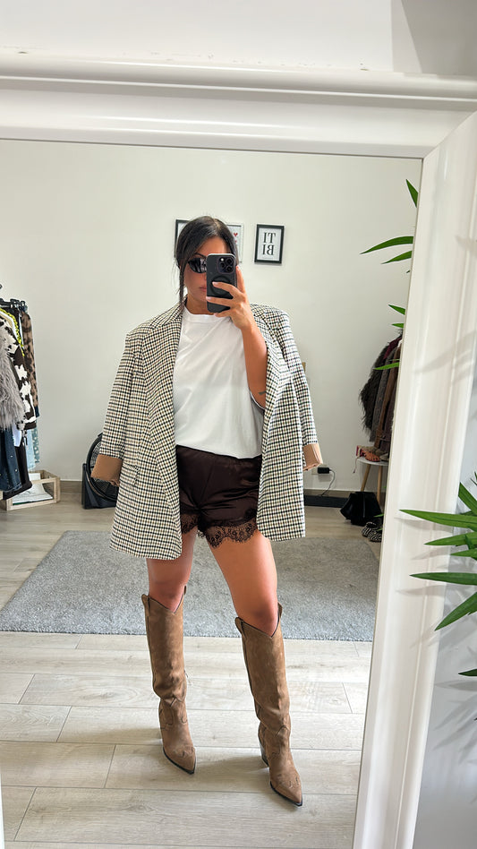 Shorts pizzo marrone