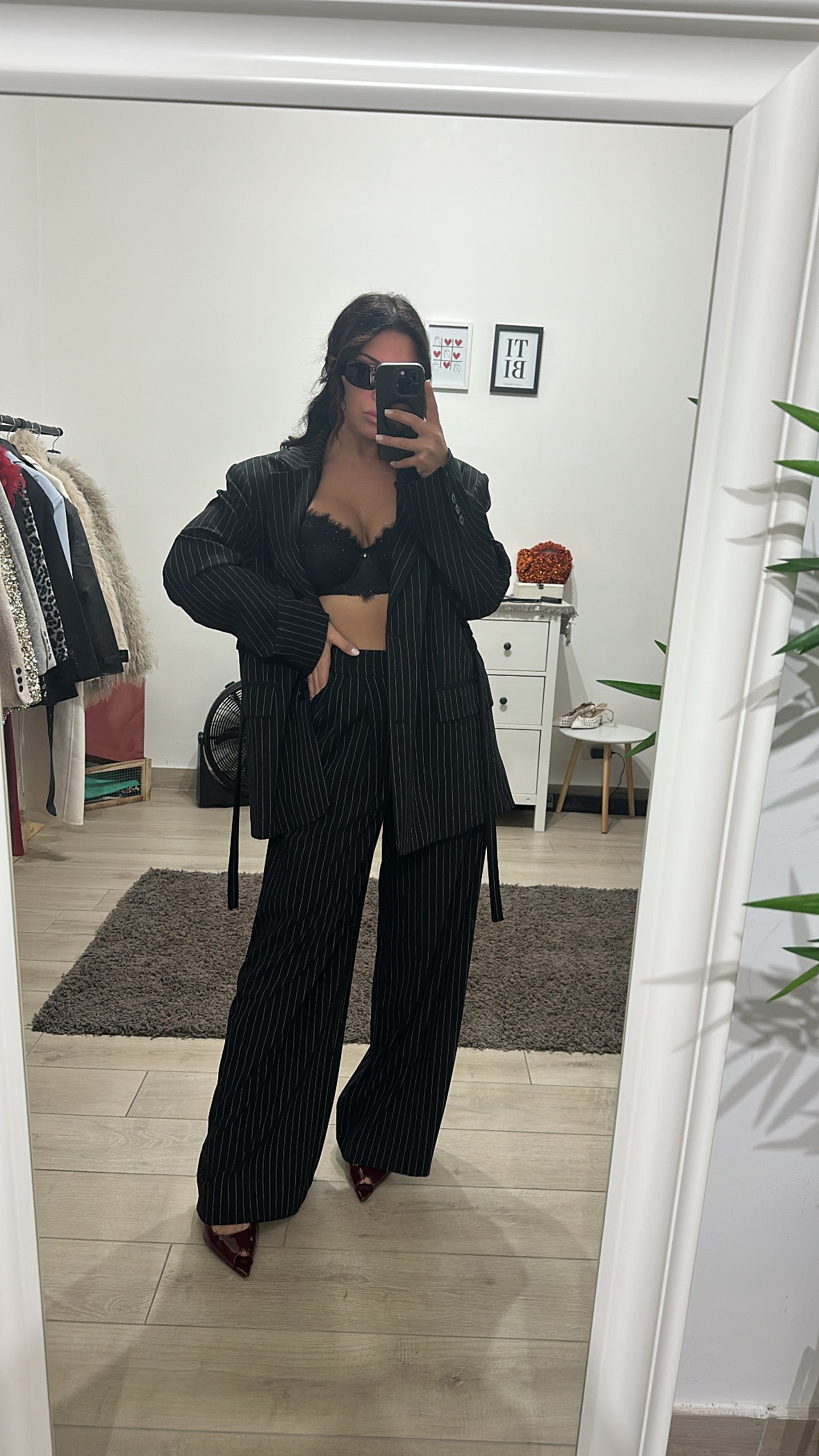 Coord set gessato Nero